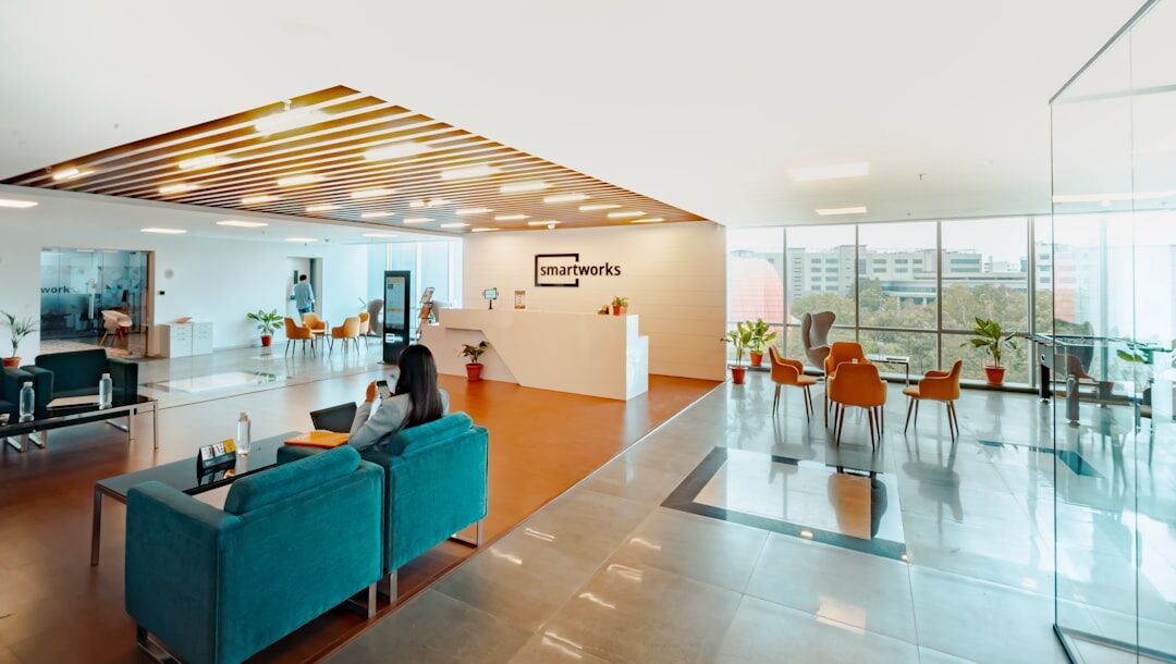 Modern media company reception and office space